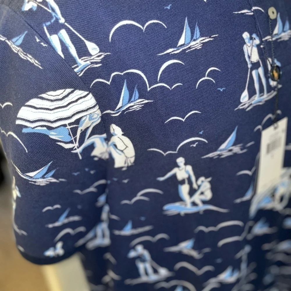 New Mens Polo by Ralph Lauren Big Beach Surf Shirt NWT Sailboat Paddle Board L